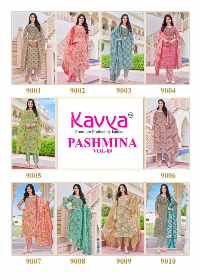 Pashmina Vol 9 By Kavya Embroidery Cotton Kurti With Bottom Dupatta Wholesale Online
